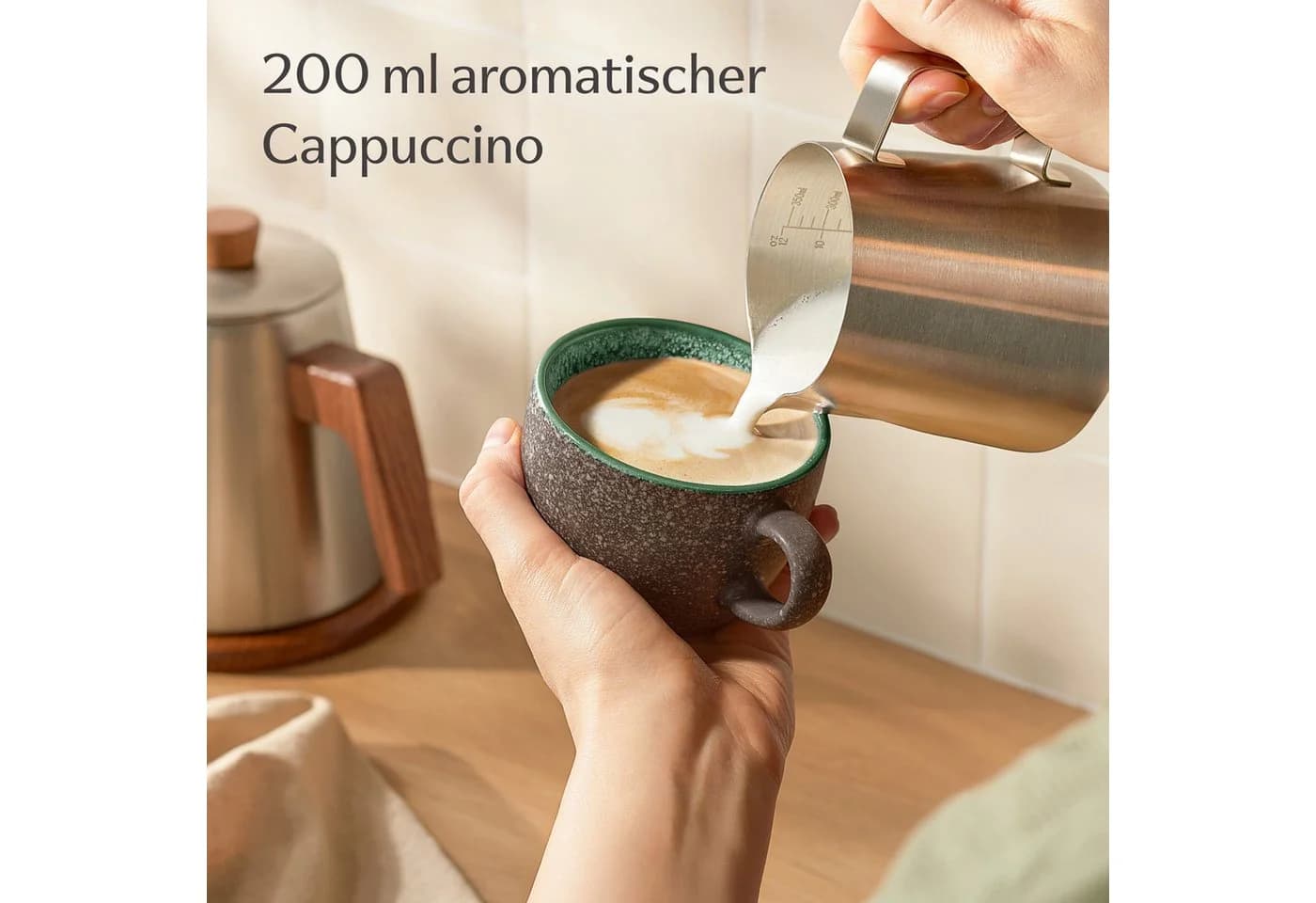 Cosumy Cappuccino Tassen mit Untertassen 4er Set Bunt, 8-tlg., Keramik - Bild 4