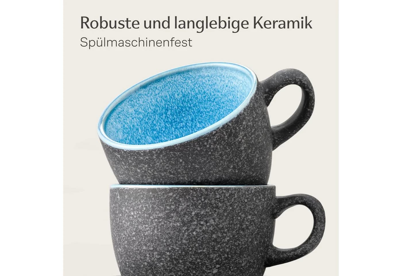 Cosumy Cappuccino Tassen mit Untertassen 4er Set Bunt, 8-tlg., Keramik - Bild 5