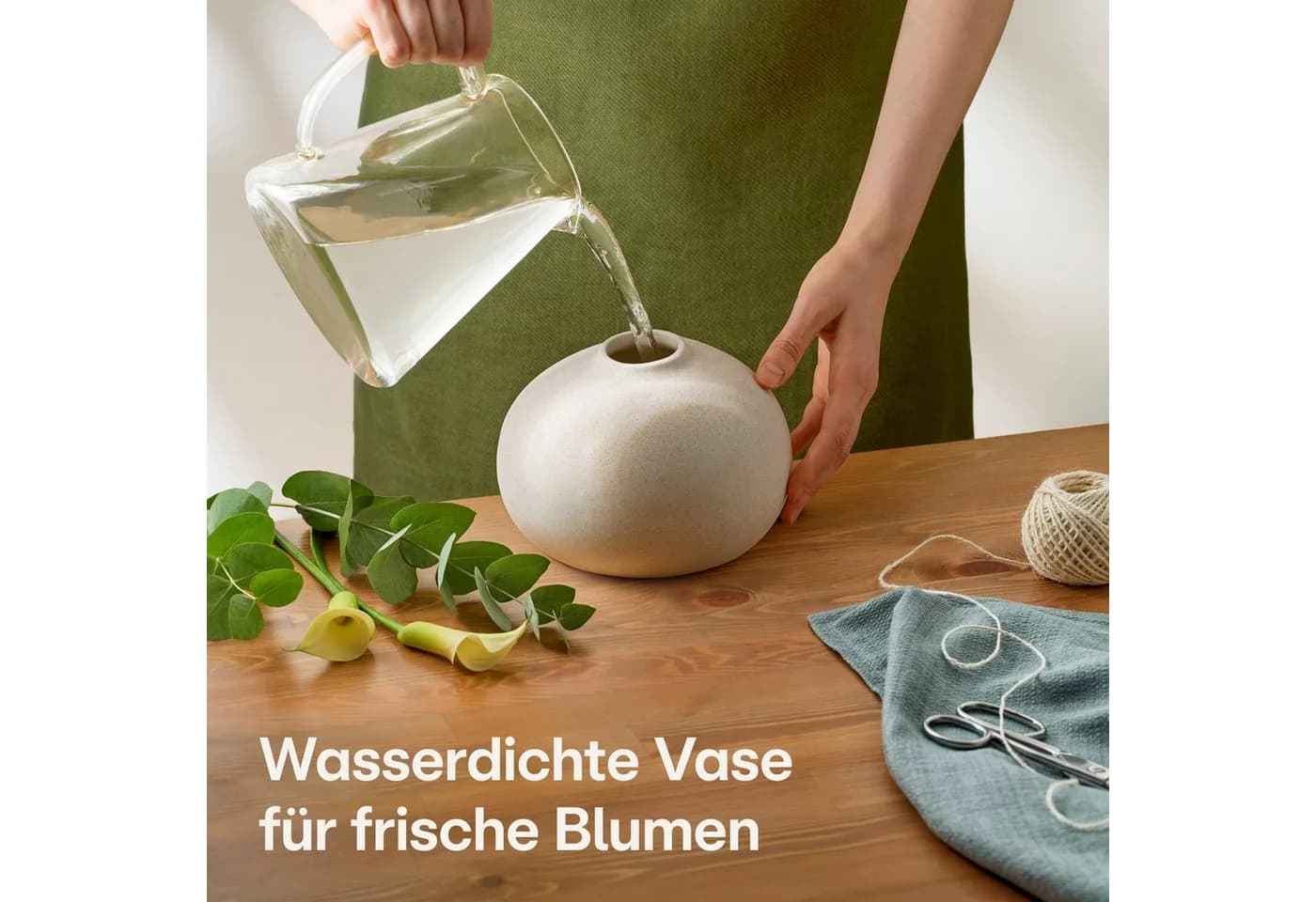 Praknu Tischvase Keramik Weiß Klein Bauchig Sandtextur - Bild 3
