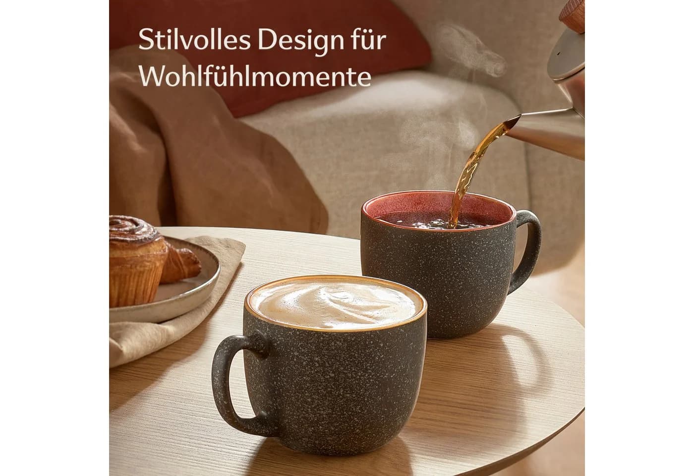 Cosumy Cappuccinotasse 4er Set Keramik Bunt