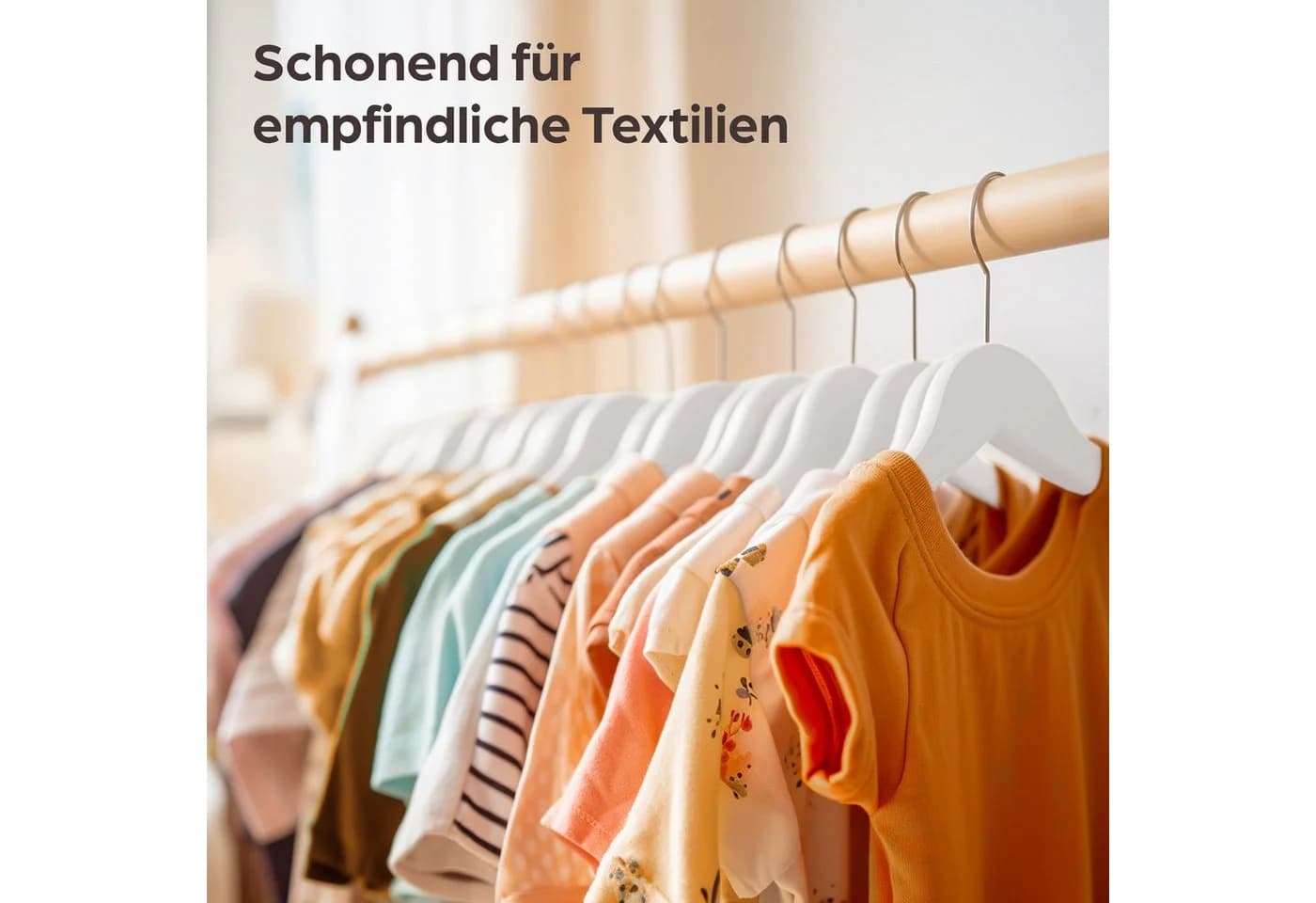 Praknu Kinderkleiderbügel Holz 10-tlg. Weiß FSC Buchenholz - Bild 3