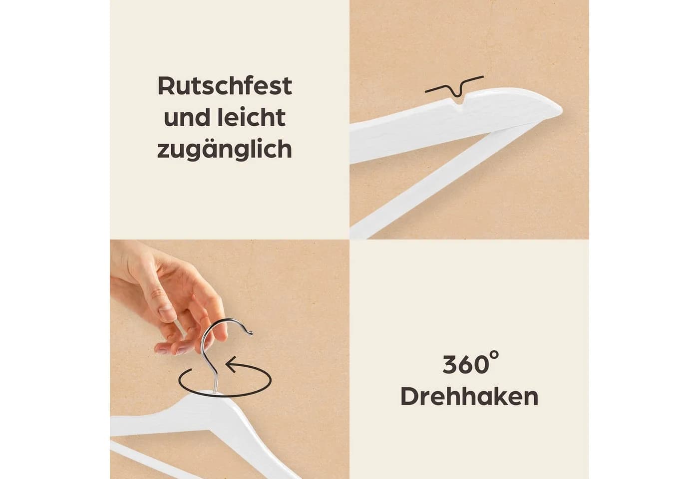 Praknu Kinderkleiderbügel Holz 10-tlg. Weiß FSC Buchenholz - Bild 5