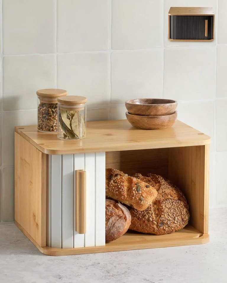 Praknu Brotkasten klein aus Bambus mit Schiebetür - Bild 2