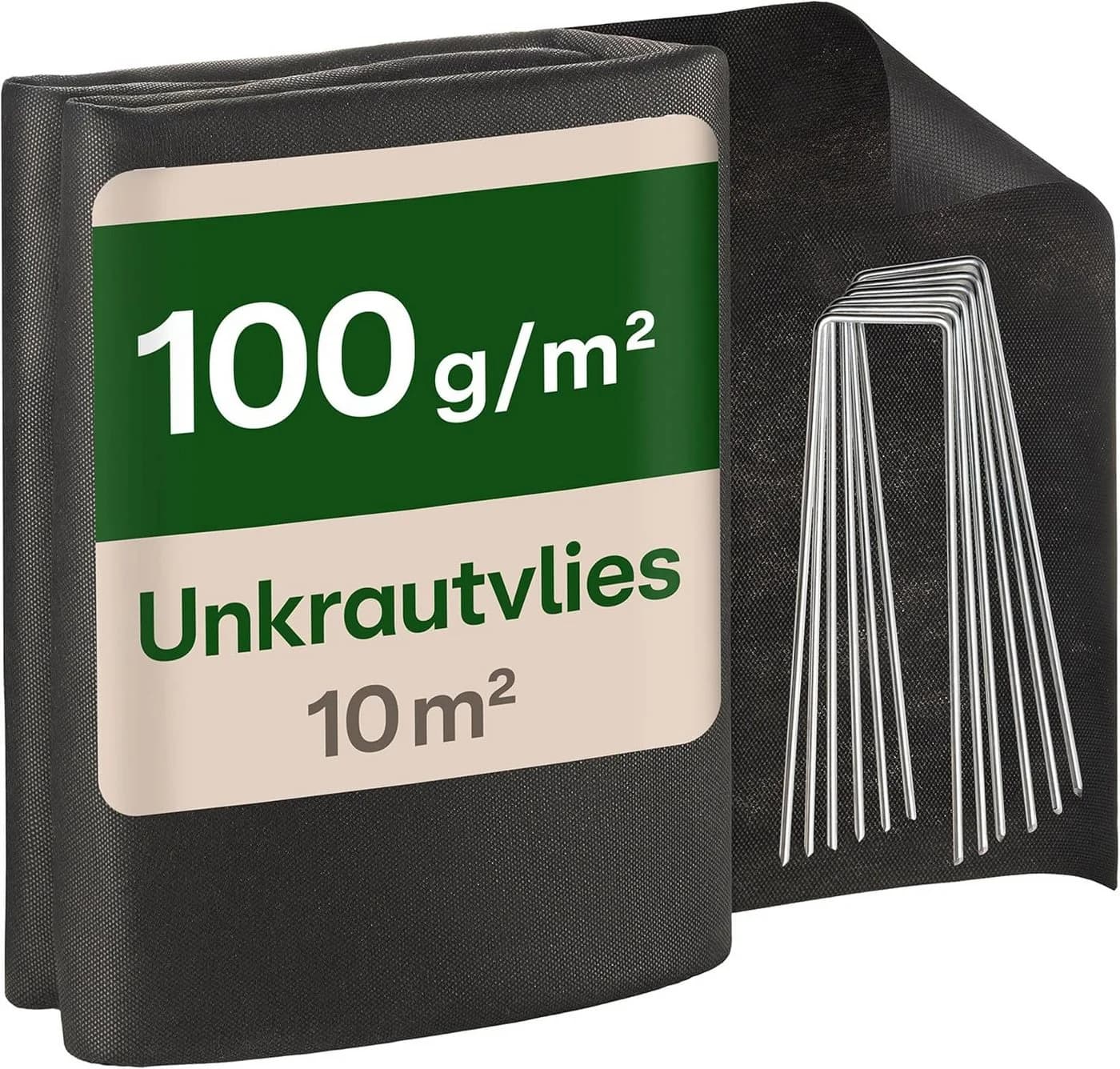 Praknu Unkrautvlies 100g/m² 10m² Schwarz mit 8 Erdankern - Bild 2