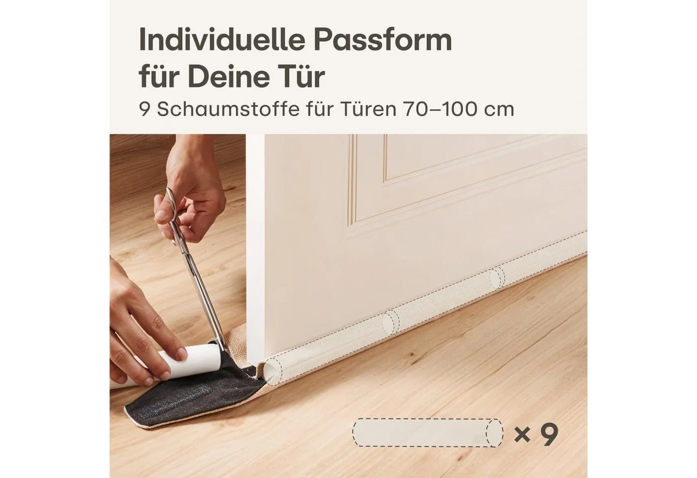 Praknu Zugluftstopper für Türen 70-100cm Waschbarer Stoff Energiesparend - Bild 3