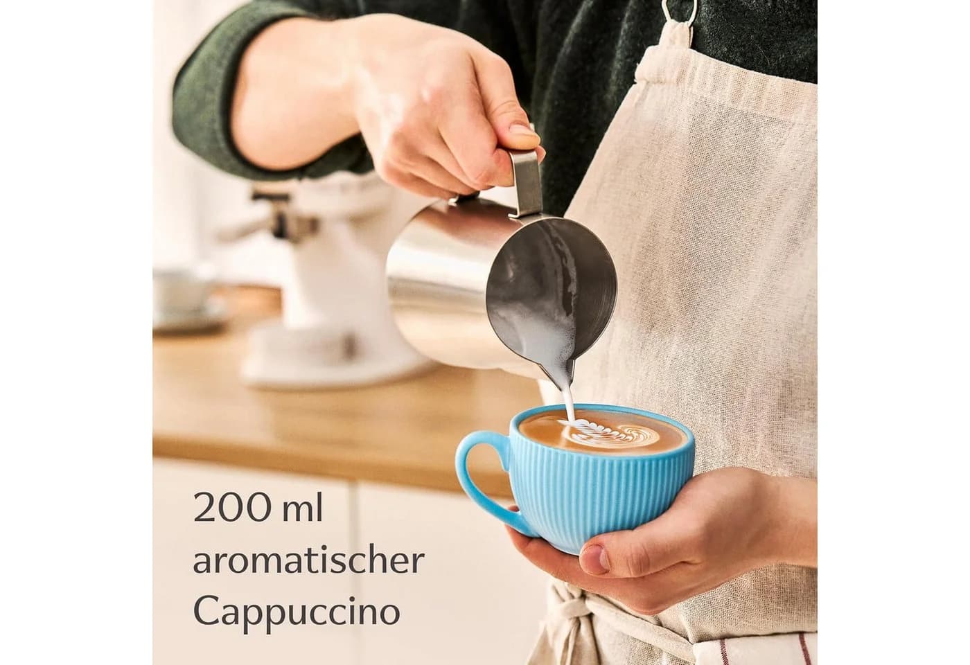 Cosumy Cappuccinotassen 6er Set mit Untertassen 200ml Keramik Matt Bunt - Bild 4