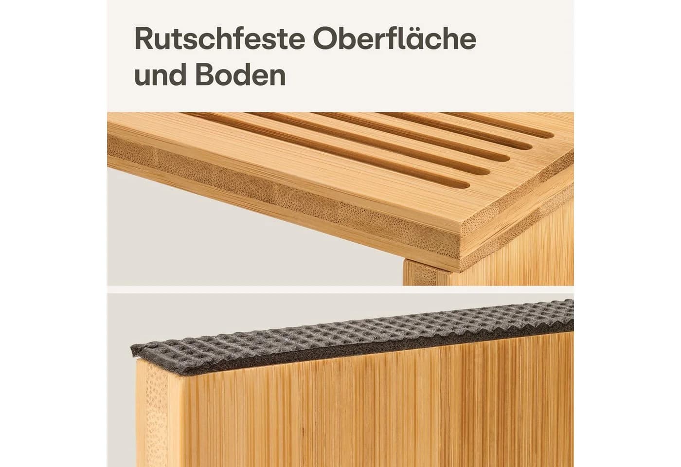 Praknu Klappbarer Bambus-Fußhocker für Badezimmer - Ergonomisch & Stabil - Bild 4