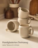 Cosumy Kaffeetassen Set 4-tlg. 350 ml Weiß Handglasiert Steingut Bild 1