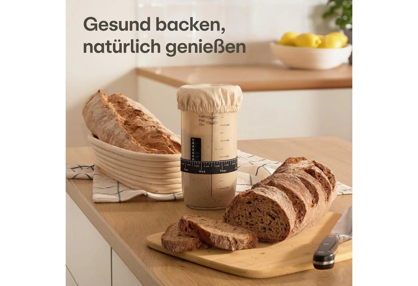 Praknu Fermentationsglas Sauerteig Starter Set 700ml Komplett-Set Glas Metall - Bild 4
