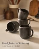 Cosumy Kaffeetassen Set 4-tlg. Schwarz Handglasiert Steingut Bild 1