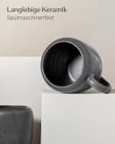 Cosumy Kaffeetassen Set 4-tlg. Schwarz Handglasiert Steingut Bild 4