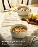 Cosumy Müslischalen Set 4-tlg. Weiß Keramik Streifendesign Bild 1