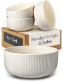 Cosumy Müslischalen Set 4-tlg. Weiß Keramik Streifendesign Bild 2
