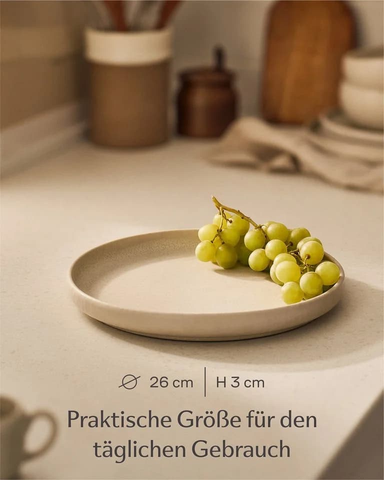 Cosumy Speiseteller Set 4-teilig Weiß Reaktive Glasur - Bild 4