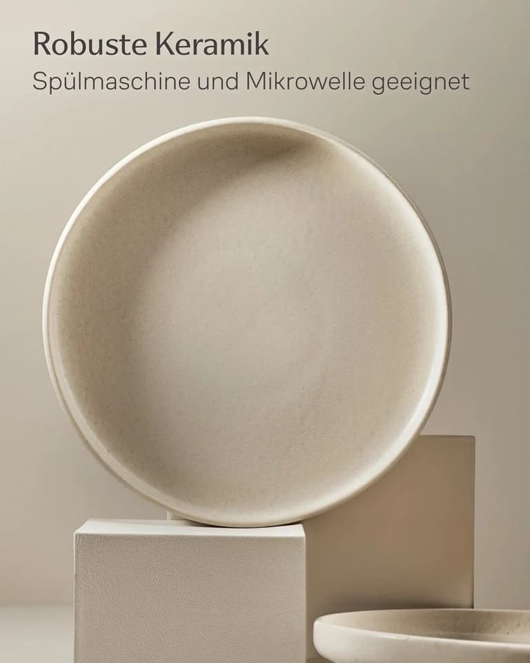 Cosumy Speiseteller Set 4-teilig Weiß Reaktive Glasur - Bild 5