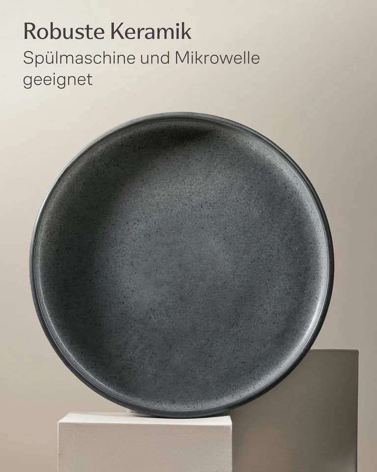 Cosumy Speiseteller Set 4-tlg. Schwarz Reaktive Glasur Keramik - Bild 5