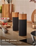 Praknu Salz- & Pfeffermühle Set Schwarz Akazienholz Keramikmahlwerk Bild 1