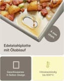 Praknu Grillplattenaufsatz Plancha Edelstahl 40x30cm mit Fettablauf & 2 Spatel Bild 3