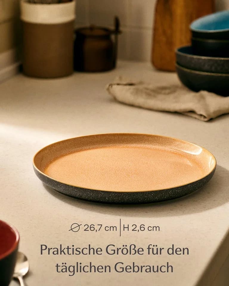 Cosumy Speiseteller Steingut Set 4-tlg. Handglasiert Bunt - Bild 4