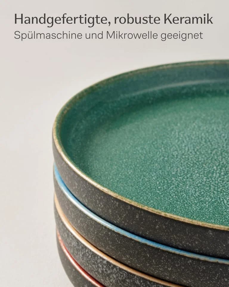 Cosumy Speiseteller Steingut Set 4-tlg. Handglasiert Bunt - Bild 5