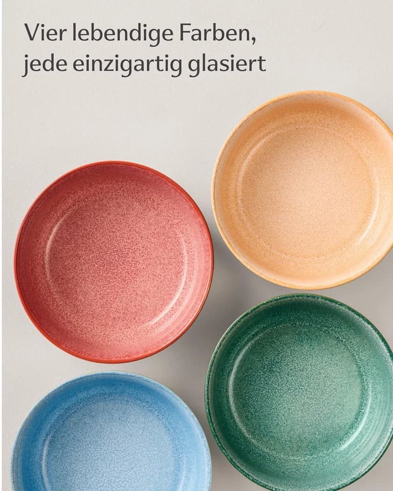 Cosumy Müslischale Steingut Geschirr Set 4 Personen Bunt - Bild 3