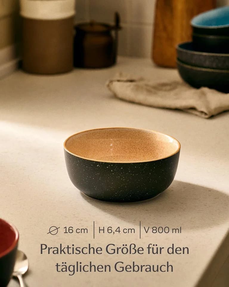 Cosumy Müslischale Steingut Geschirr Set 4 Personen Bunt - Bild 4