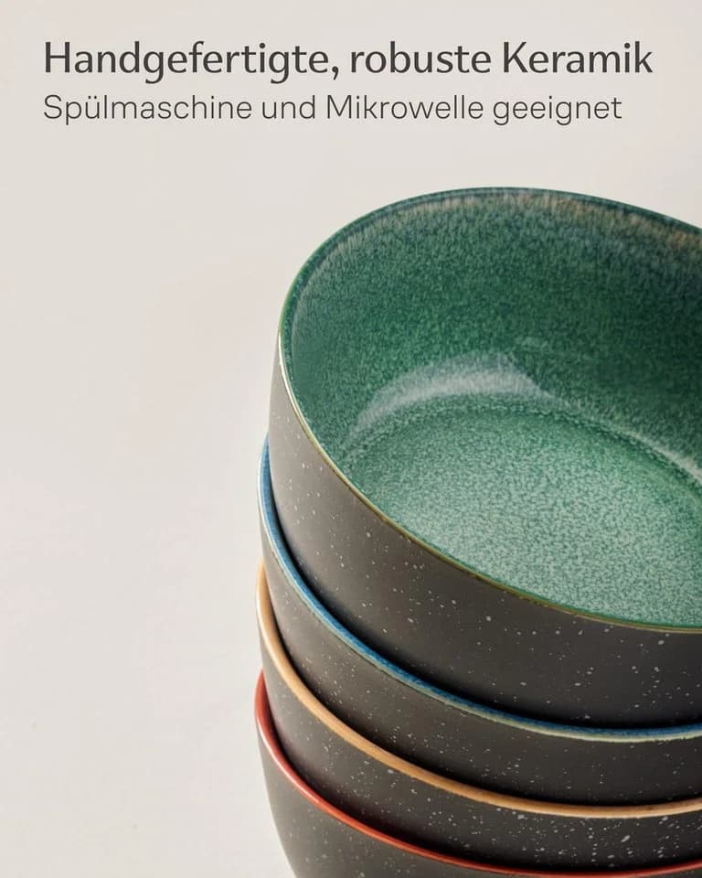 Cosumy Müslischale Steingut Geschirr Set 4 Personen Bunt - Bild 5