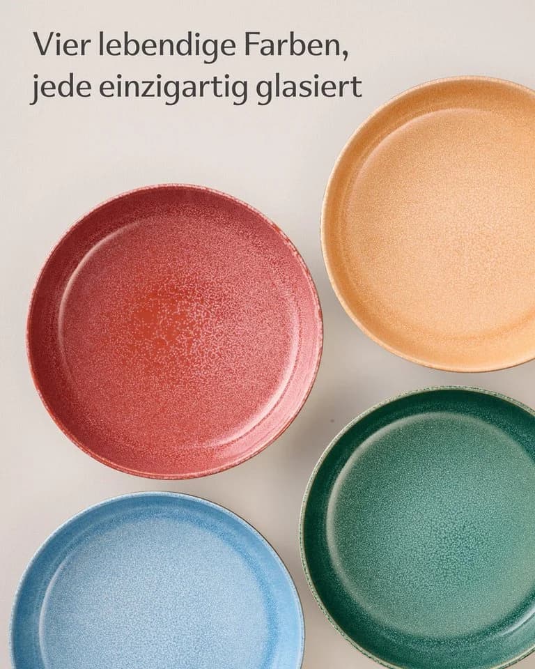 Cosumy Servierteller Steingut Set 4-tlg. Bunt Handgefertigt - Bild 3