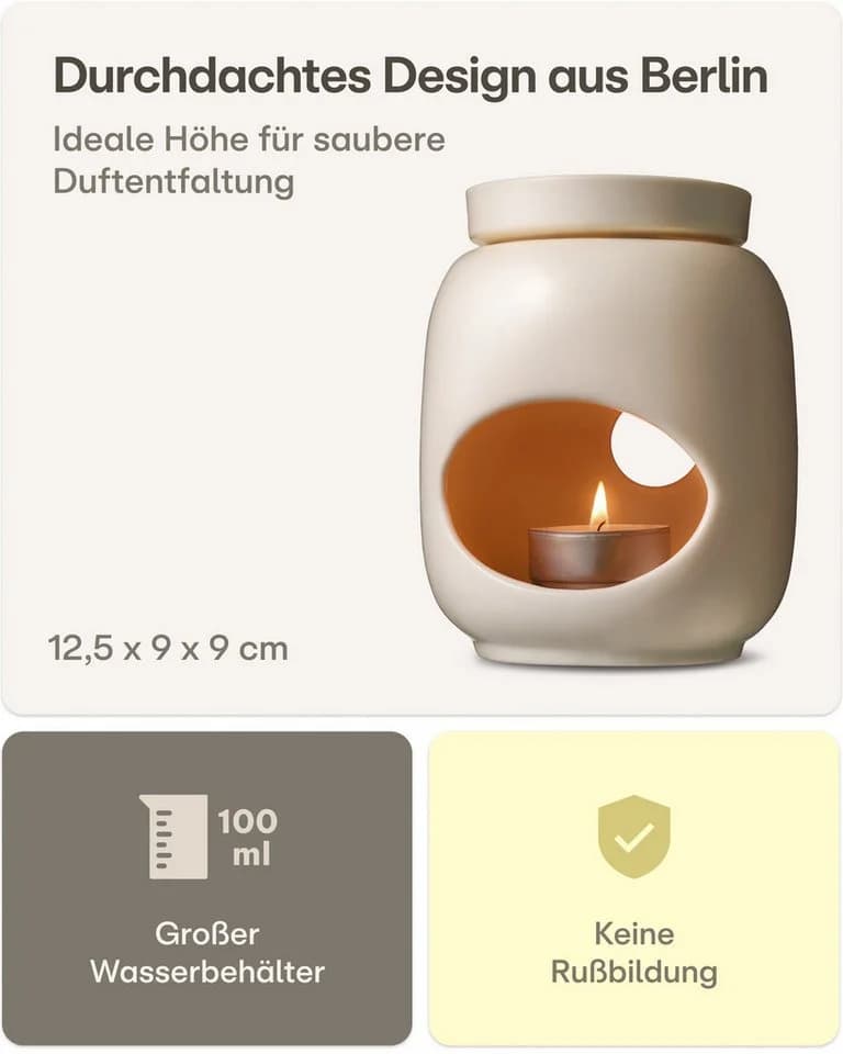 Praknu Duftlampe Keramik 100ml Teelicht Aromalampe für Öle & Duftwachs - Bild 3