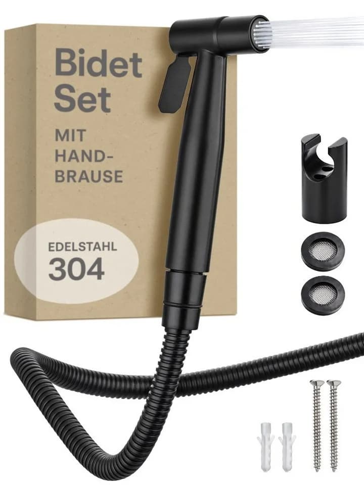 Praknu Bidetarmatur Bidet Set mit Handbrause, Schlauch & Halter Edelstahl Rostfrei - Bild 2