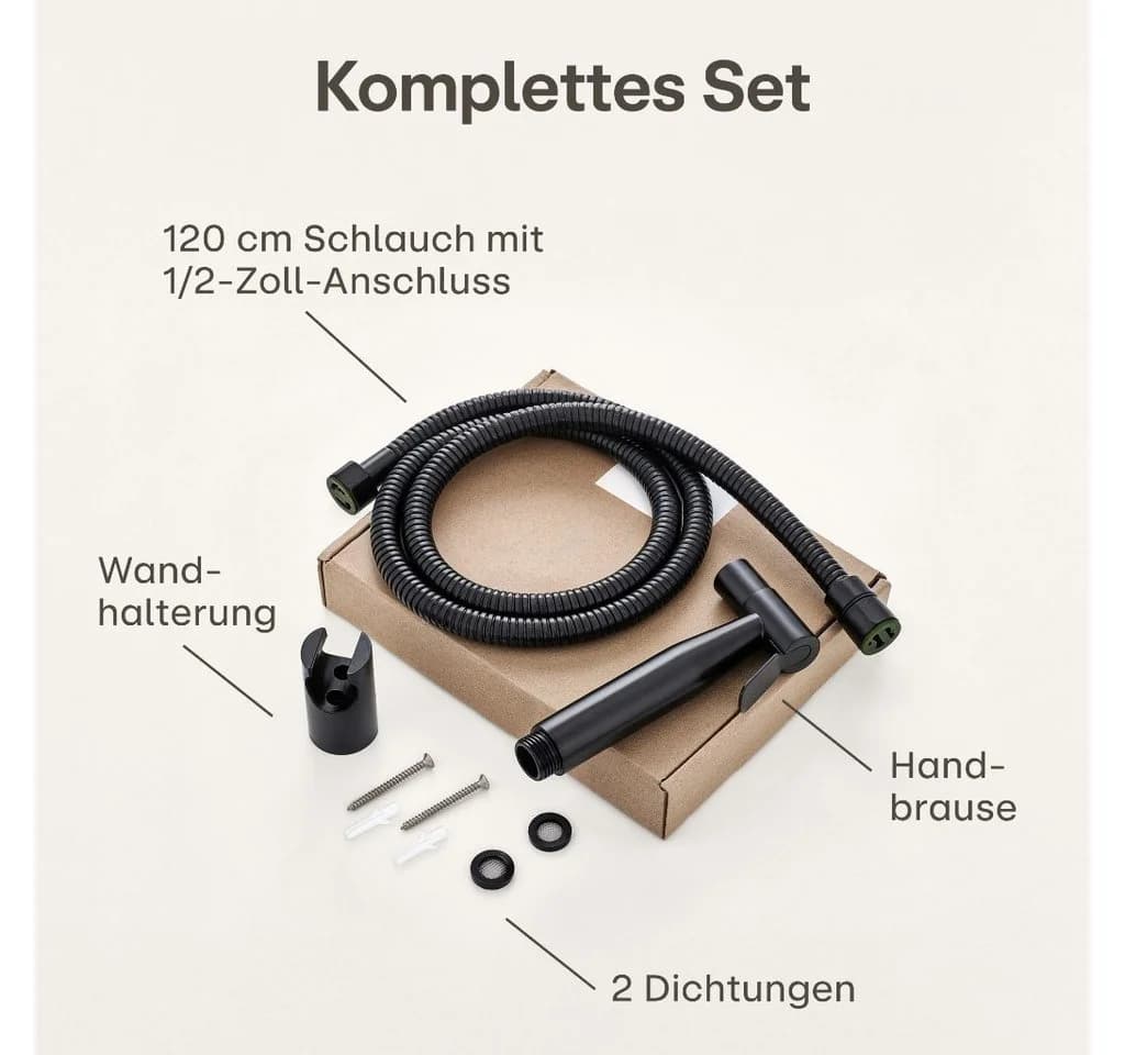 Praknu Bidetarmatur Bidet Set mit Handbrause, Schlauch & Halter Edelstahl Rostfrei - Bild 5