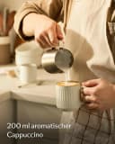 Cosumy Kaffeetassen Set 4-tlg. Beige Keramik Stapelbar Rillenoptik Bild 3