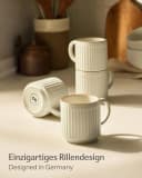 Cosumy Kaffeetassen Set 4-tlg. Beige Keramik Stapelbar Rillenoptik Bild 5