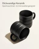 Cosumy Kaffeetassen Set 4-tlg. Schwarz Stapelbar Keramik Rillenoptik Bild 4