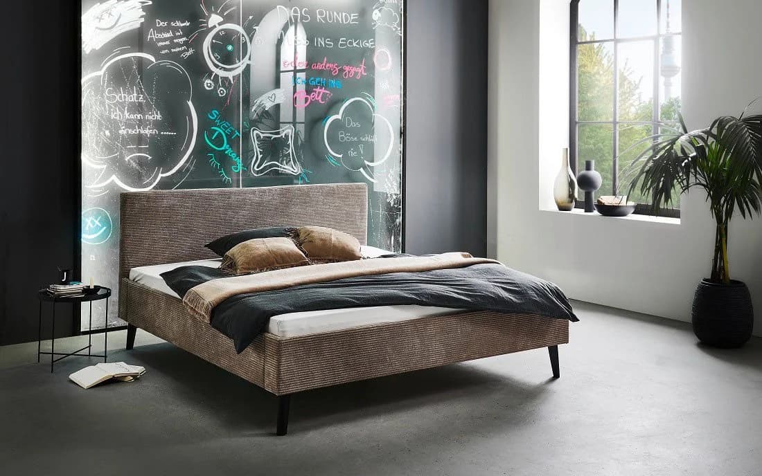 Meise Möbel Polsterbett Avola Taupe Cord 180x200 cm
