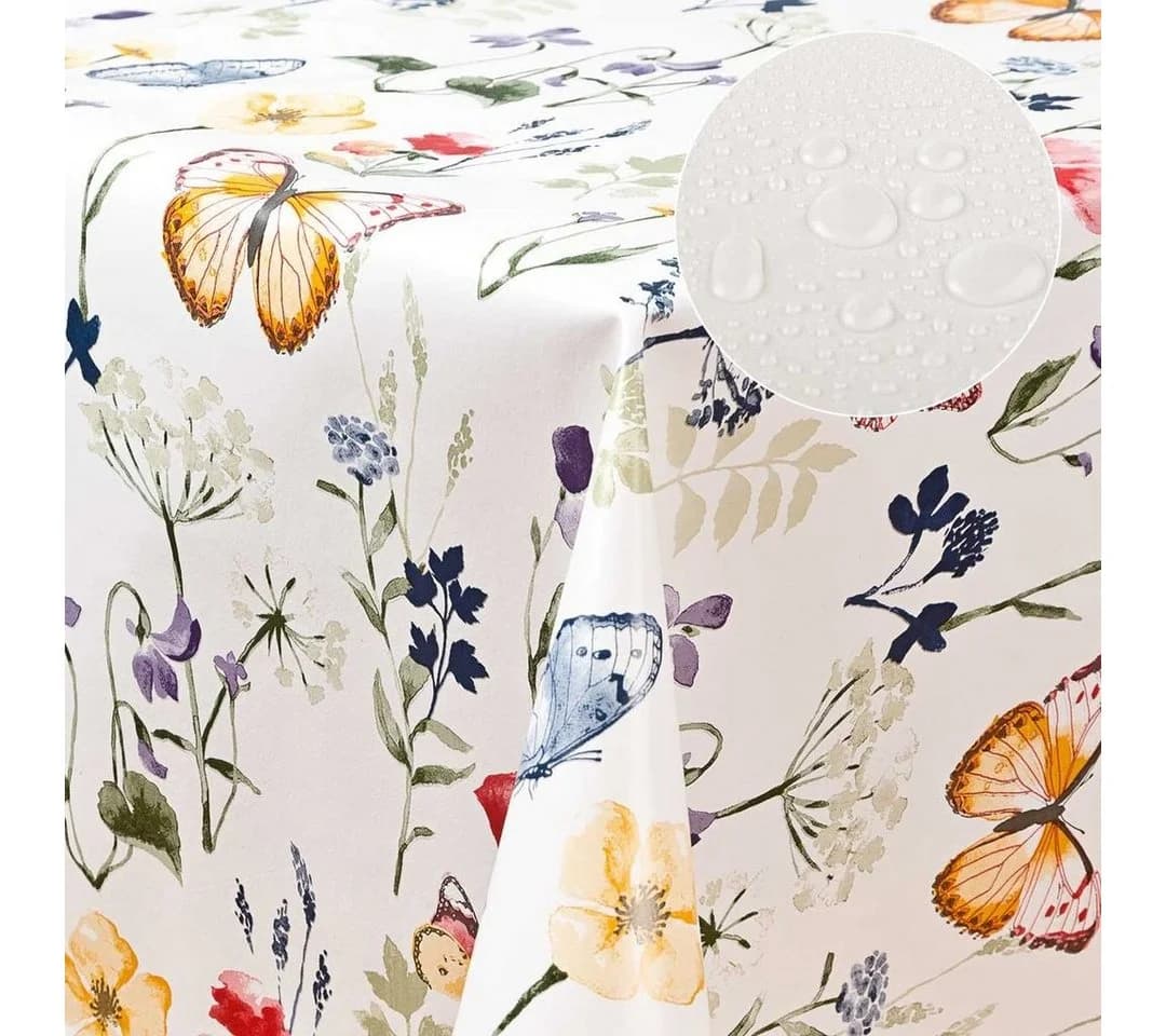Laro Tischdecke Wachstuch Blumen Schmetterling Bunt - Bild 5