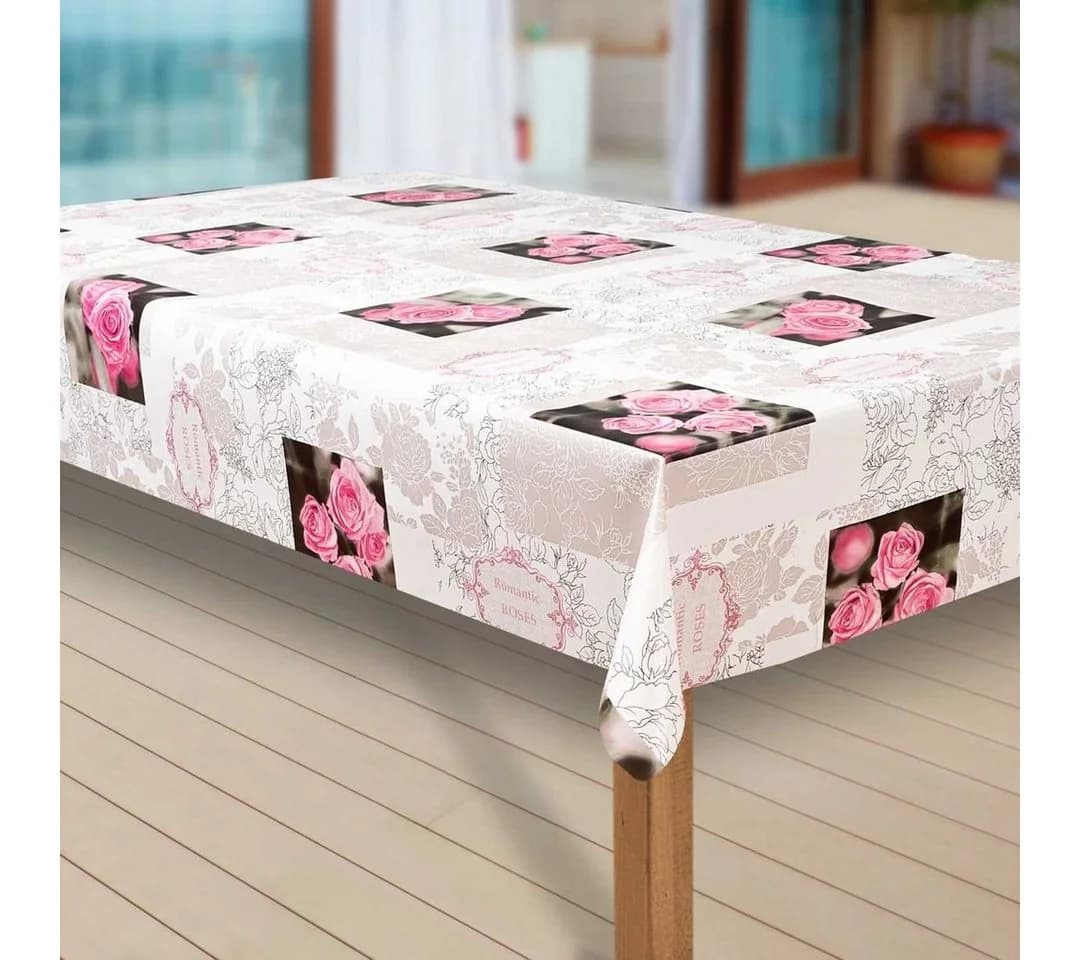 Laro Tischdecke Wachstuch Rosa Blumen