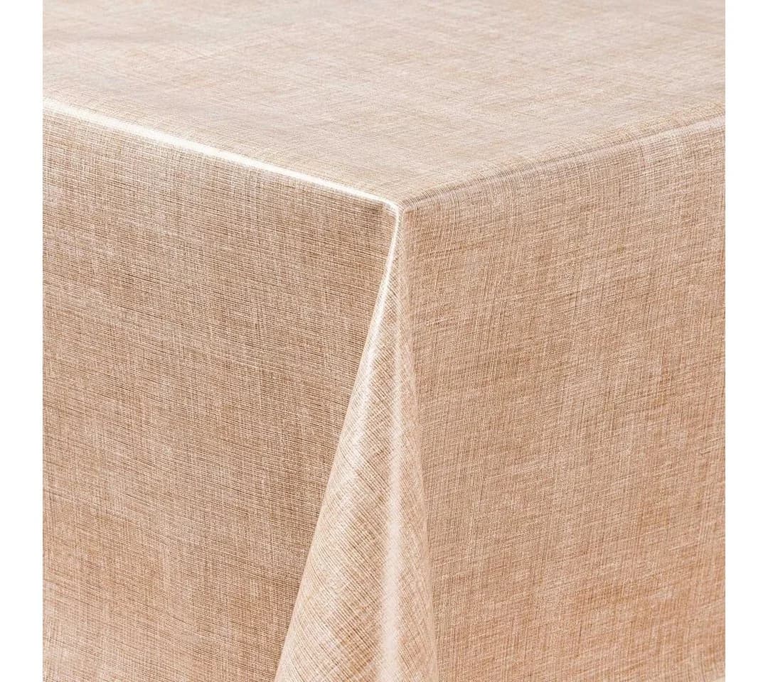 Laro Tischdecke Wachstuch-Tischdecken Abwaschbar Leinenoptik Beige Rechteckig - Bild 3