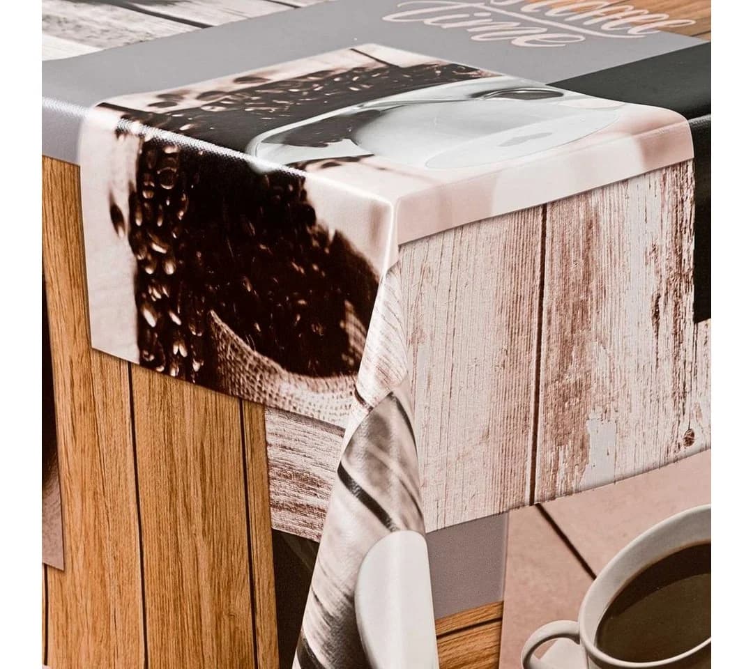 Laro Tischdecke Wachstuch-Tischdecken Abwaschbar Kaffee Schwarz/Braun Rechteckig - Bild 4