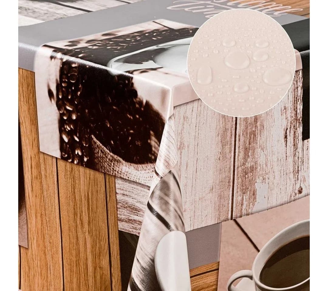 Laro Tischdecke Wachstuch-Tischdecken Abwaschbar Kaffee Schwarz/Braun Rechteckig - Bild 5