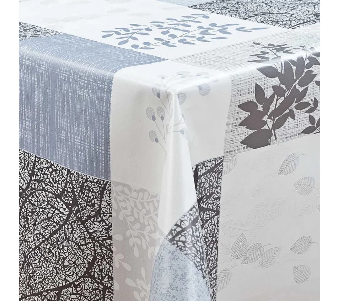 Laro Tischdecke Wachstuch Blumen Grau Weiß Schwarz - Bild 3