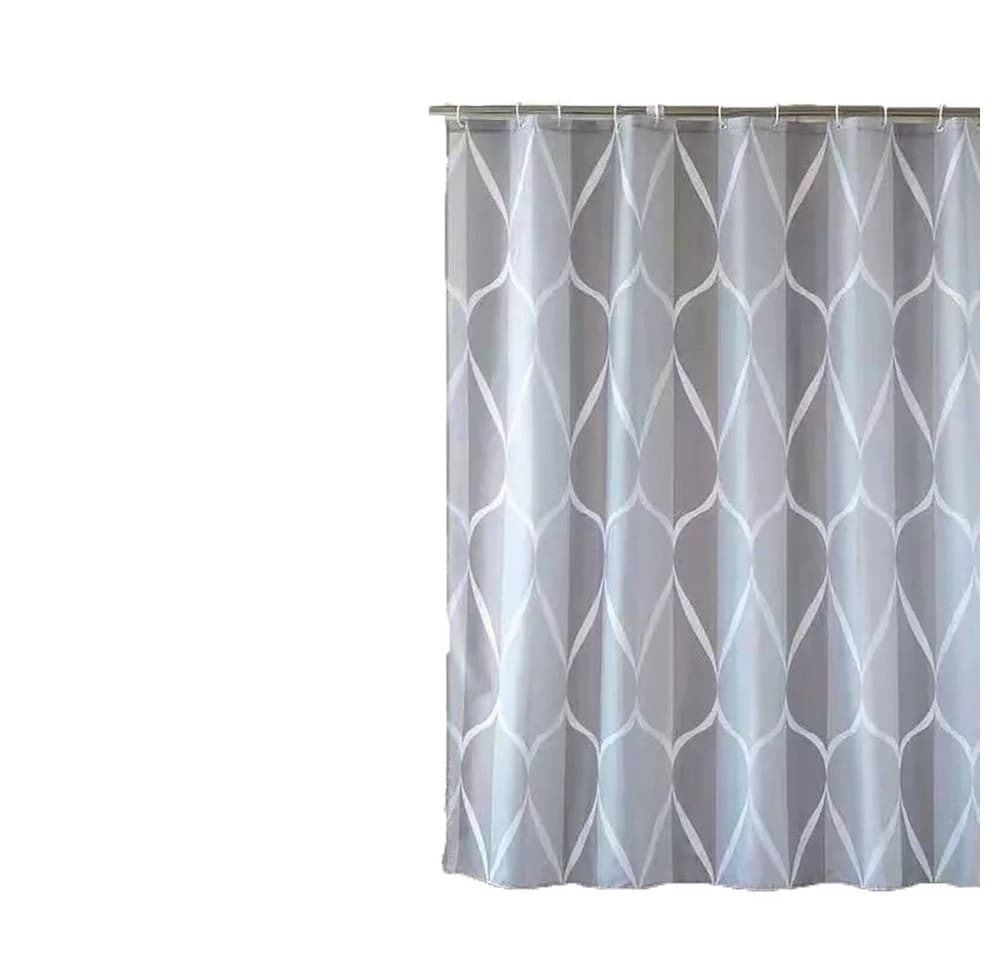Fanci Home Duschvorhang Grau Polyester Anti-Schimmel mit 10 Ringen - Bild 2