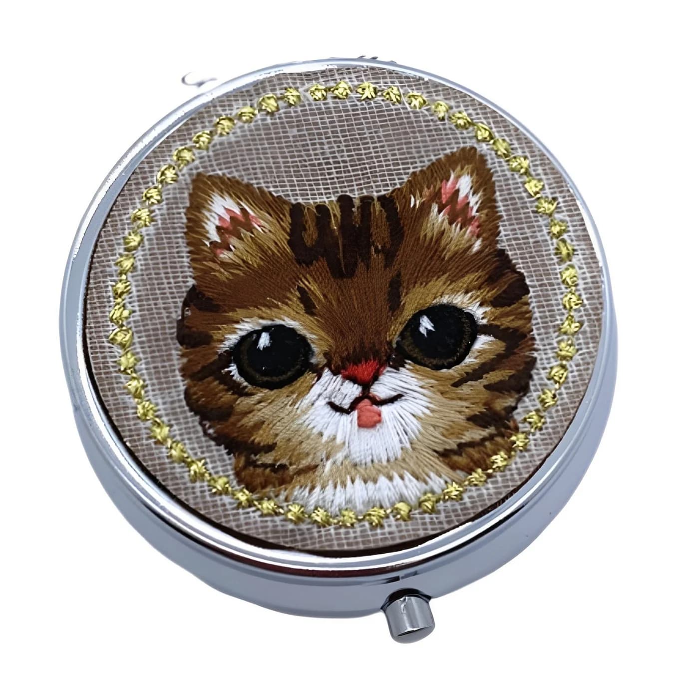 The Beauty House Pillendose Stickerei Katze Hase Panda