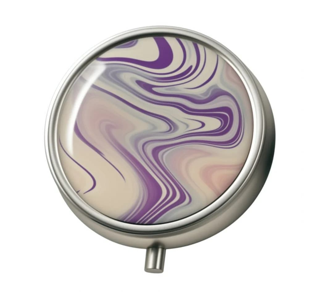 The Beauty House Pillendose Marmor-Design Violett Metall Spiegel