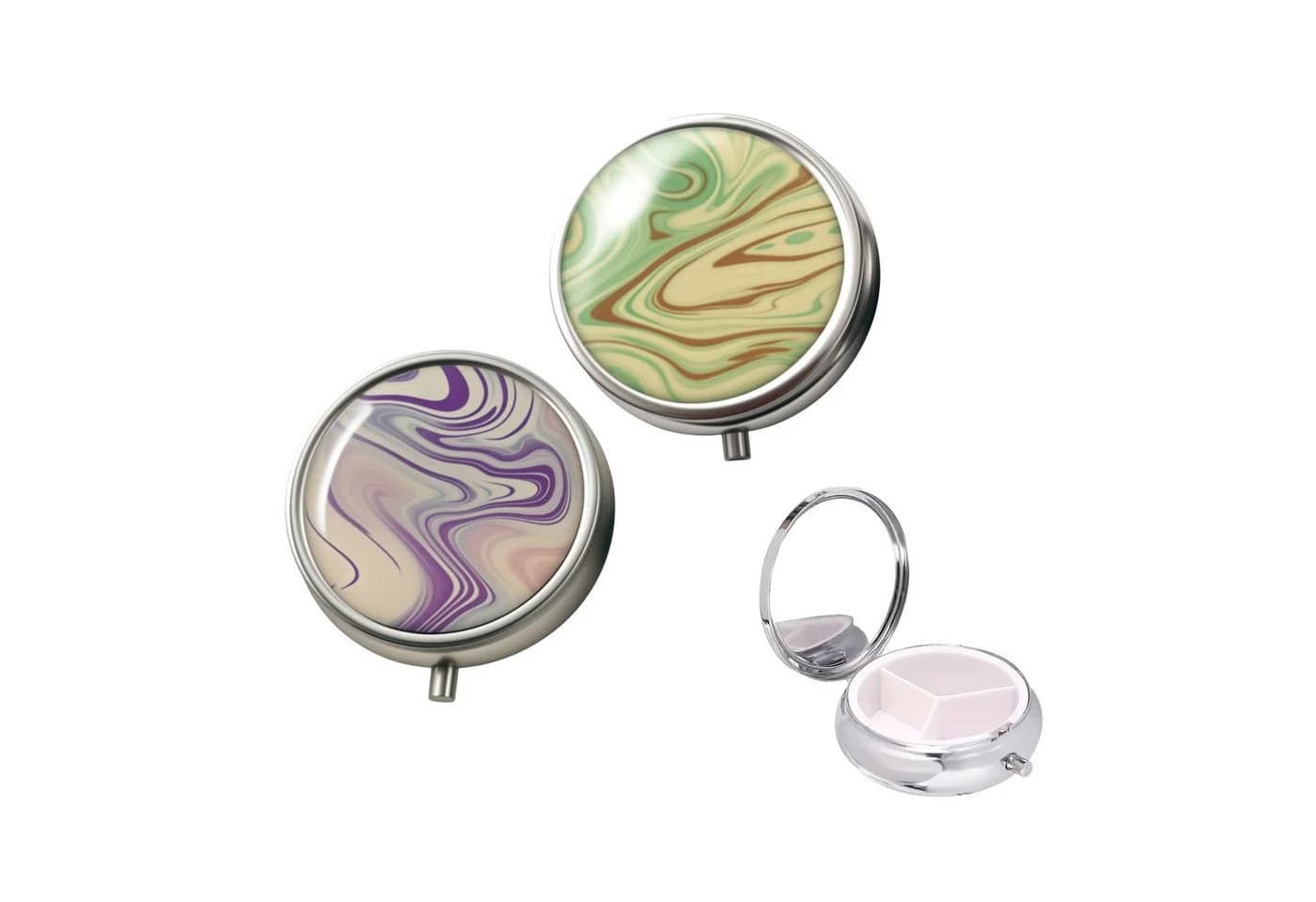 The Beauty House Pillendose Marmor-Design Violett Metall Spiegel - Bild 2