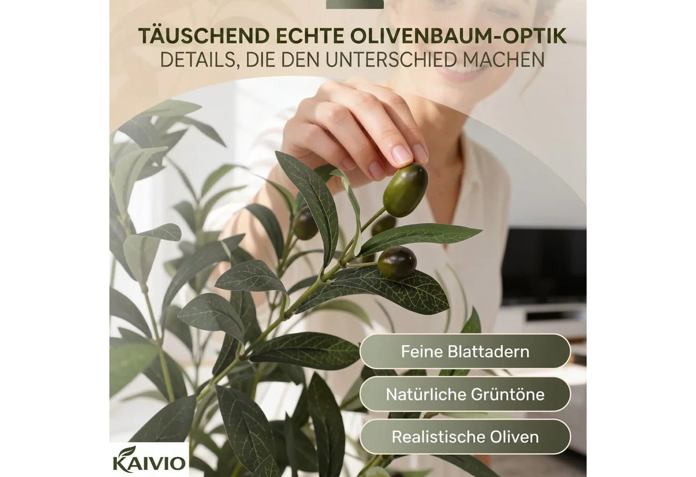 KAIVIO Künstlicher Olivenbaum Classic 150 cm Grün