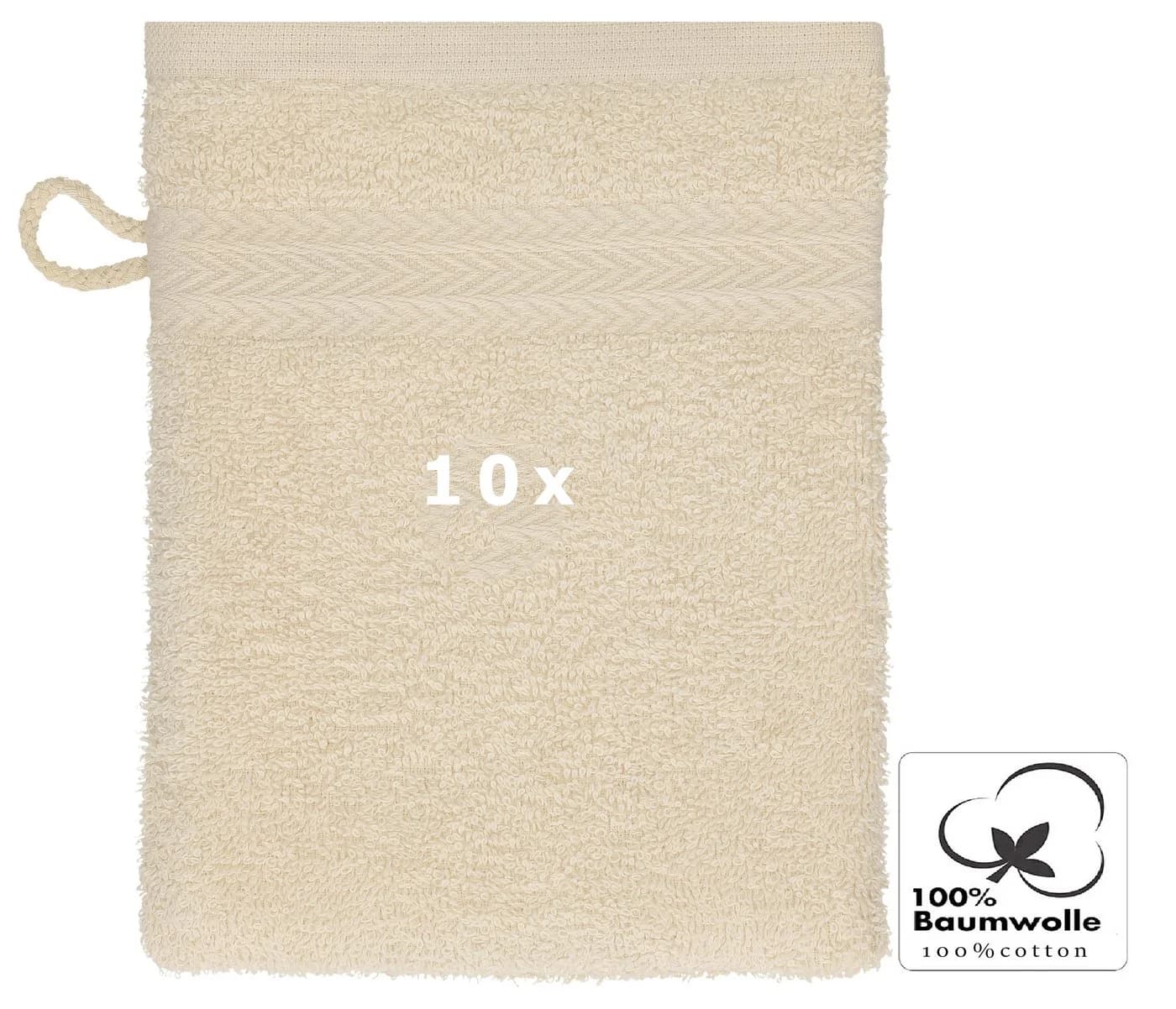 Betz PREMIUM Waschhandschuh Set 10-tlg. 100% Baumwolle Beige