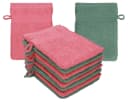 Betz Premium Waschhandschuhe 10-tlg. 100% Baumwolle Himbeere/Tannengrün Bild 2