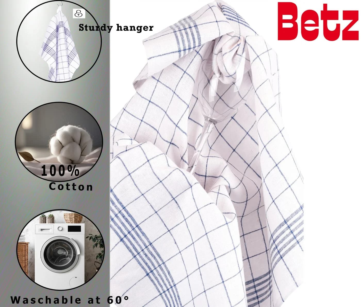 Betz Geschirrtuch 3er Set Halbleinen Blau Rot Grau - Bild 5