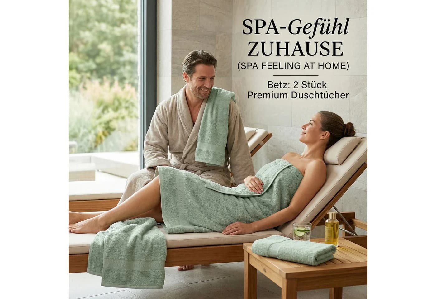 Betz Badetuch Set 2 Stück 100% Baumwolle Grün Frottier